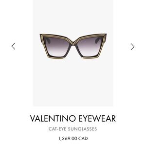 Valentino Black and Gold Cat-Eye Sunglasses